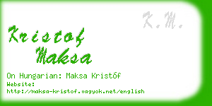 kristof maksa business card